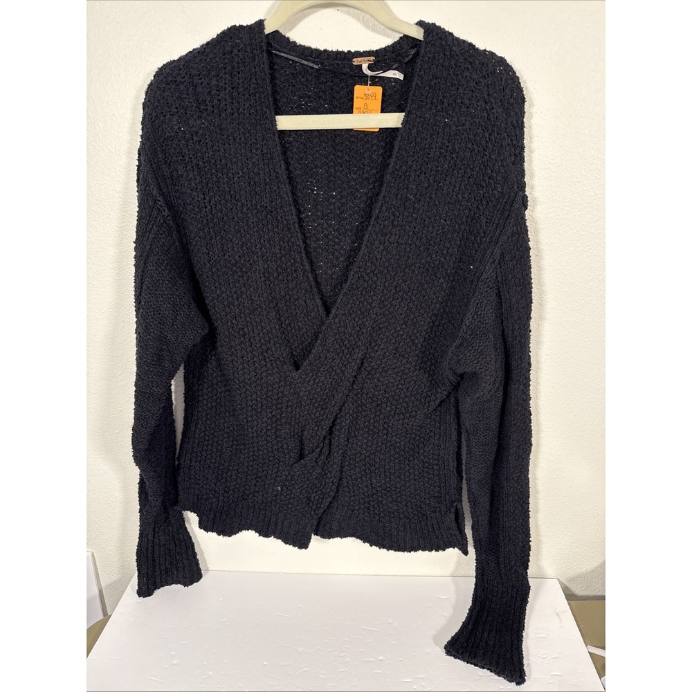 NWT Free People Cozy With You‎ Drape Oversized Pullover Sweater Black F2
